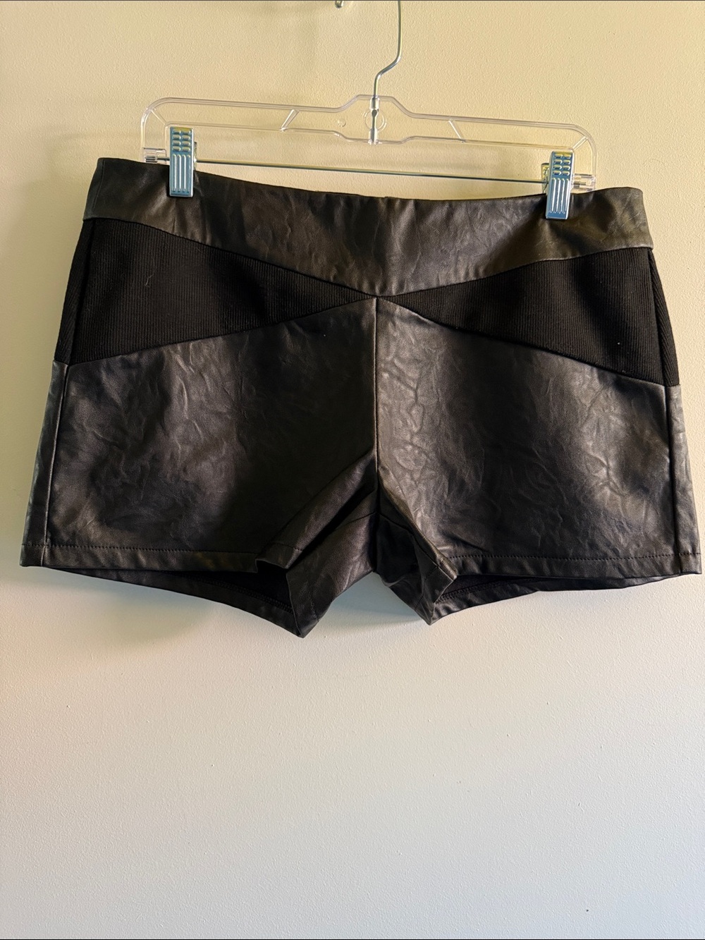 lola Black Faux Leather Accent Bike Shorts